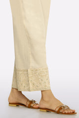 Beige Embroidered Trouser