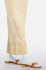 Beige Embroidered Trouser