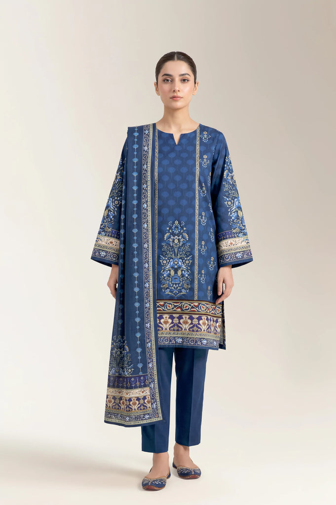 Printed Lawn Navy Blue Unstitched 3Pc