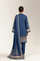 Printed Lawn Navy Blue Unstitched 3Pc