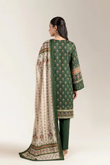 Printed Lawn Dark Green Unstitched 3Pc