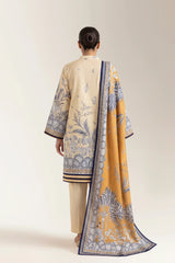 Printed Lawn Beige Unstitched 3Pc