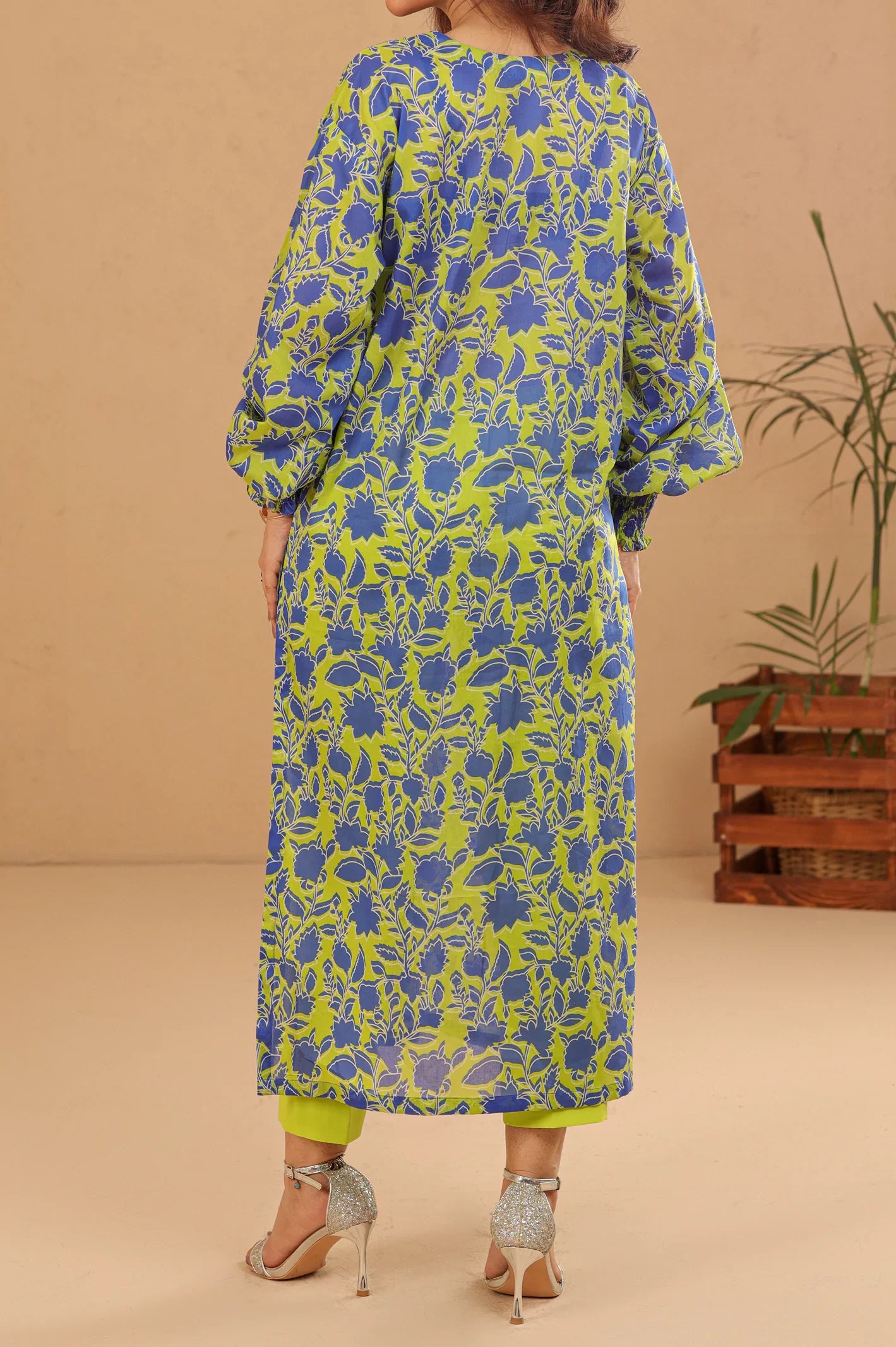 Light Green Printed Unstitched Kurti From Sohaye By Diners