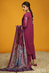Magenta Khaddar 3PC Unstitched Embroidered Suit