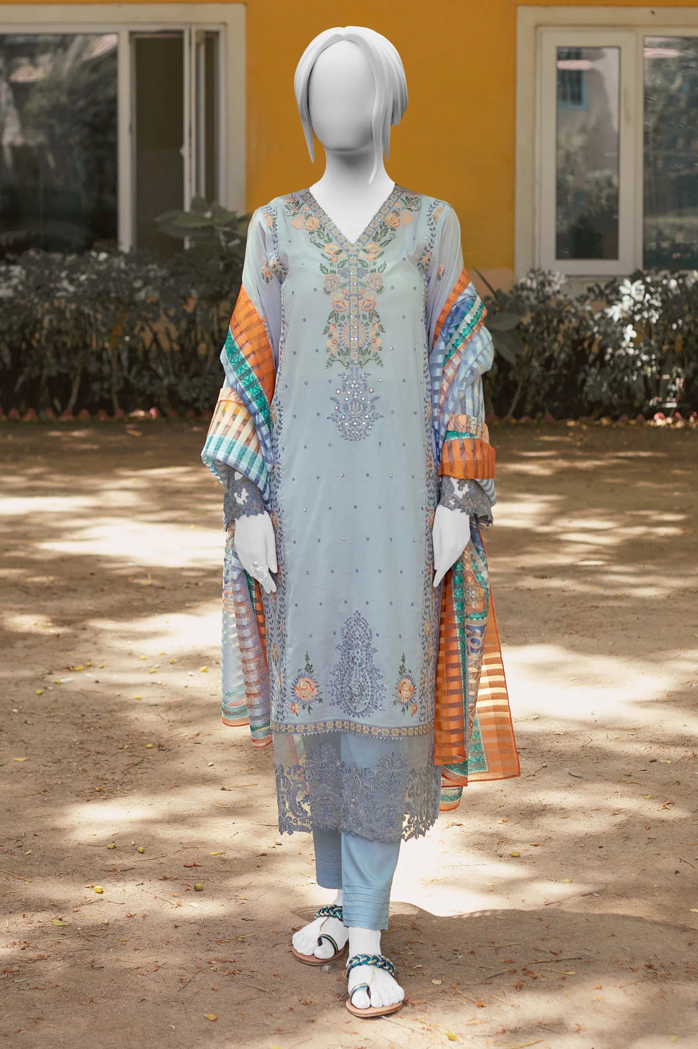 Cambric 3PC Unstitched Embroidered Suit