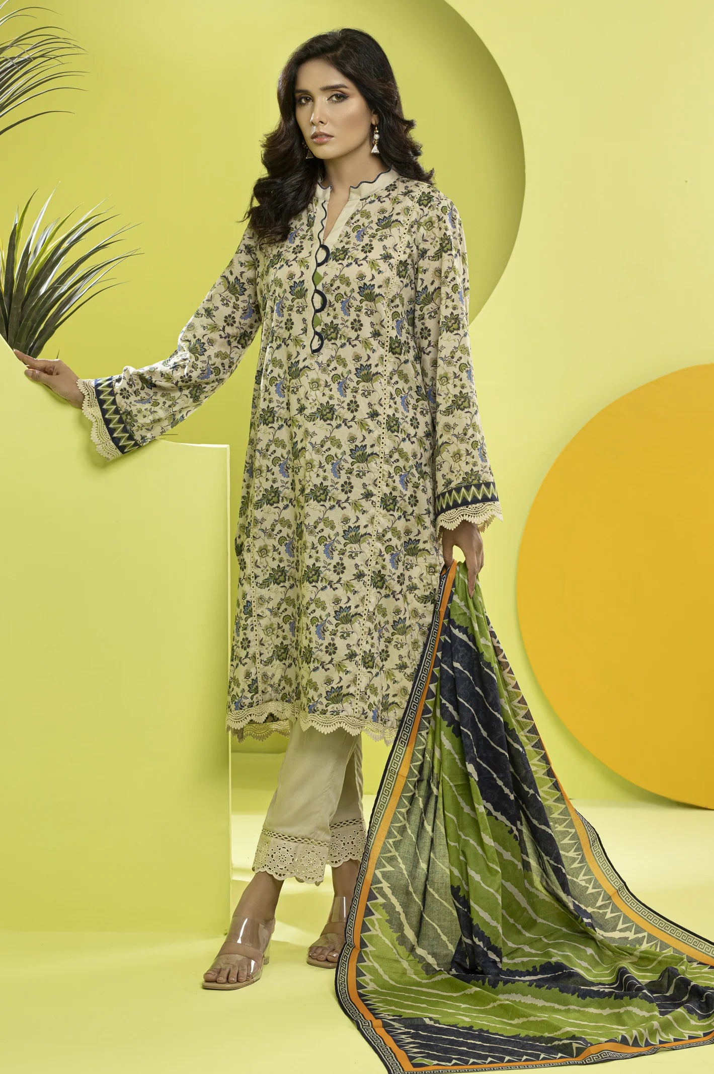 3PC Unstitched Lawn Printed Suit - Diners