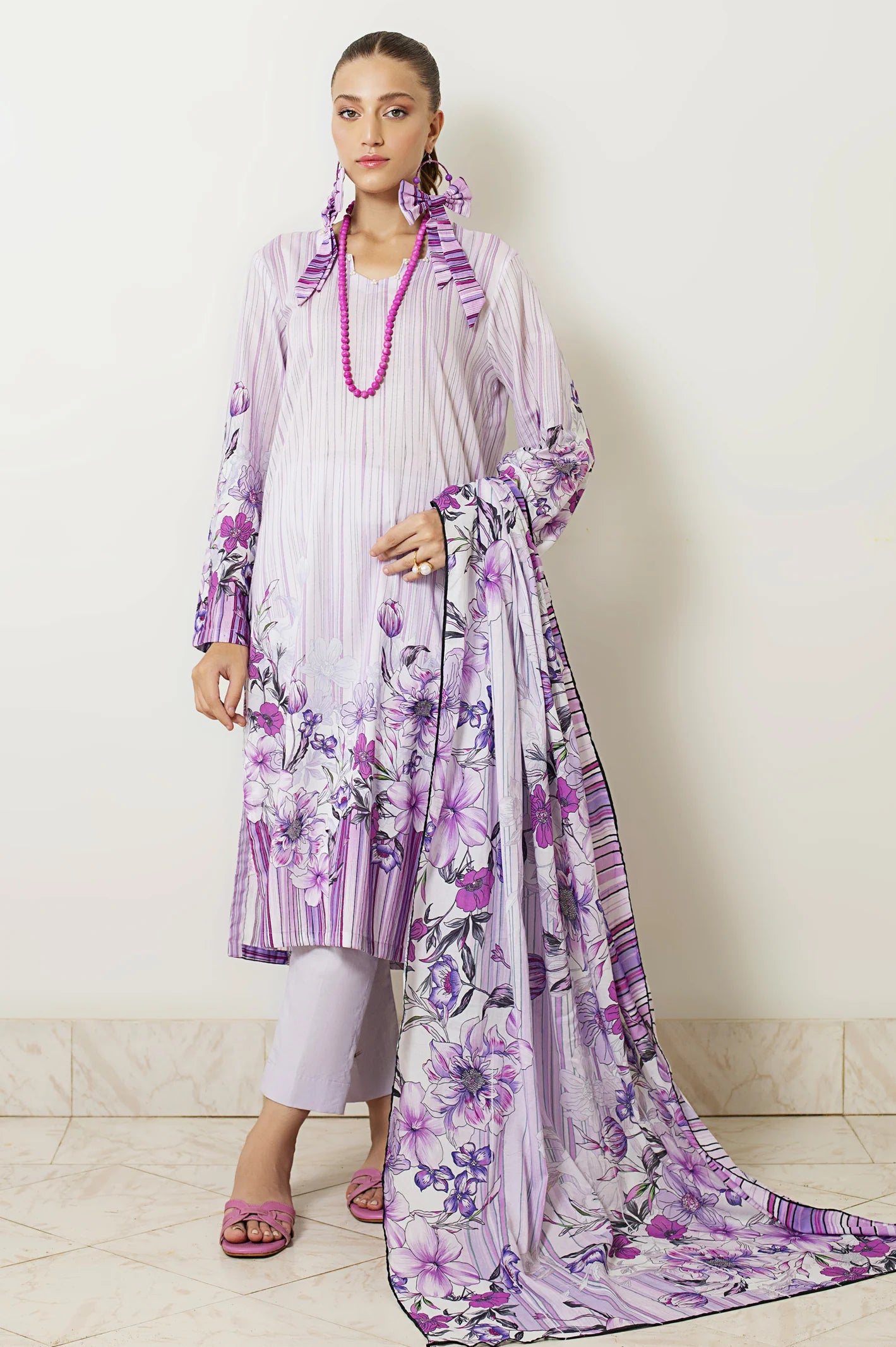 3PC Unstitched Cambric Printed Suit - Diners