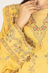 Golden Viscose Embroidered 3PC Unstitched From Sohaye By Diners