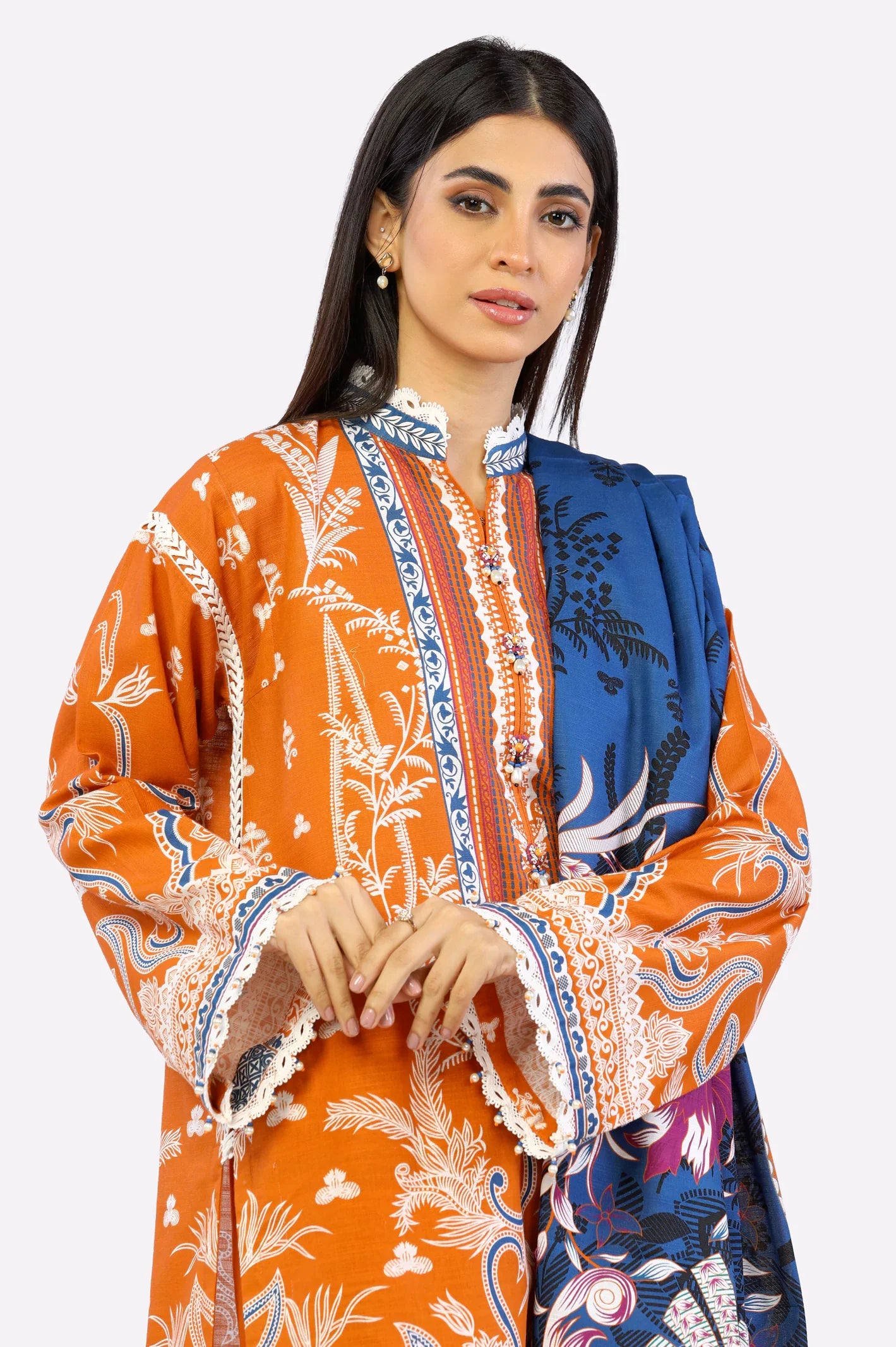 Rust Khaddar Printed 3PC Unstitched From Sohaye By Diners