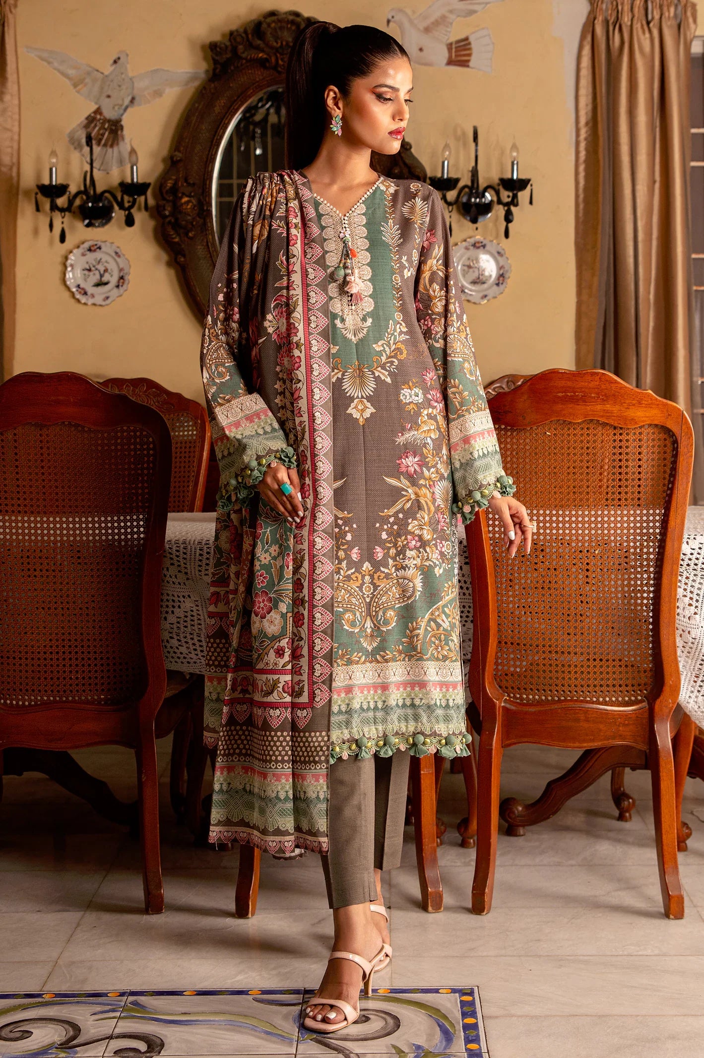 Khaddar Digital Printed 3PC Unstitched Suit From Sohaye by Diners