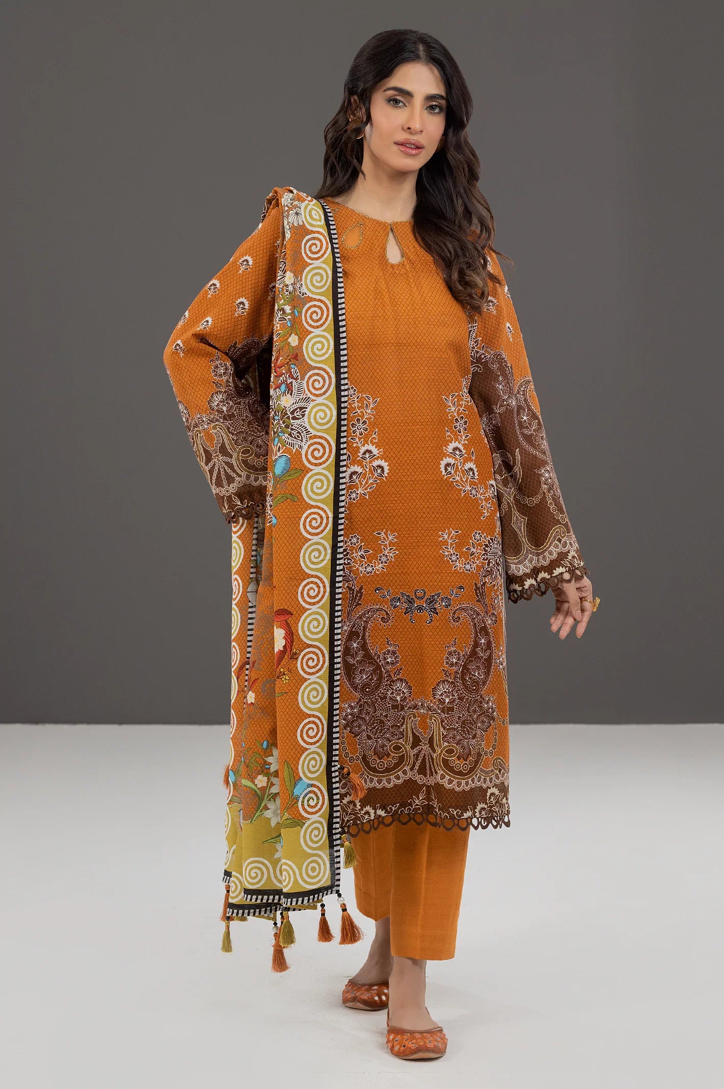 Khaddar Printed 3PC Unstitched Suit From Sohaye by Diners