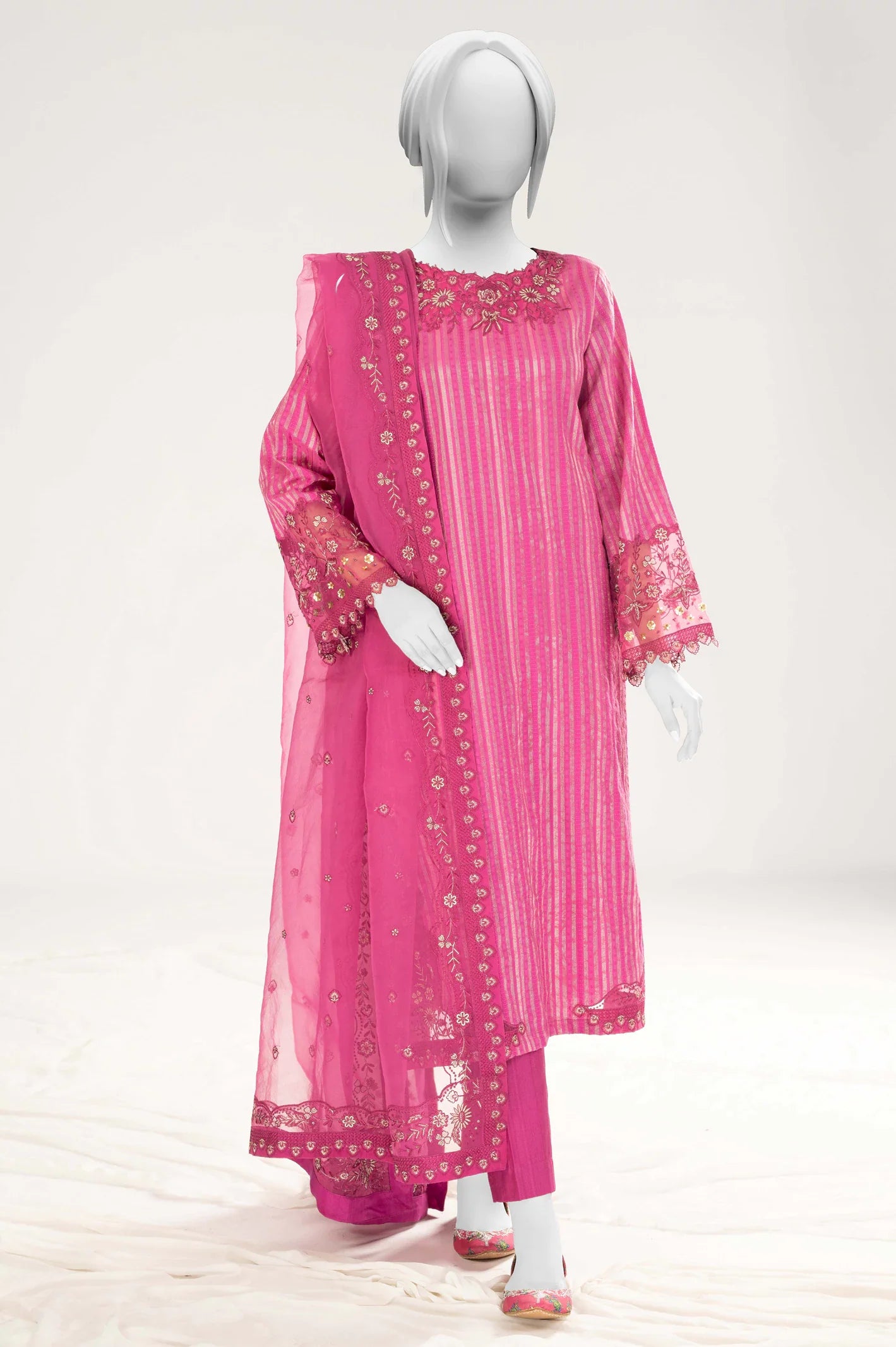 Pink Embroidered 3PC Unstitched From Sohaye By Diners