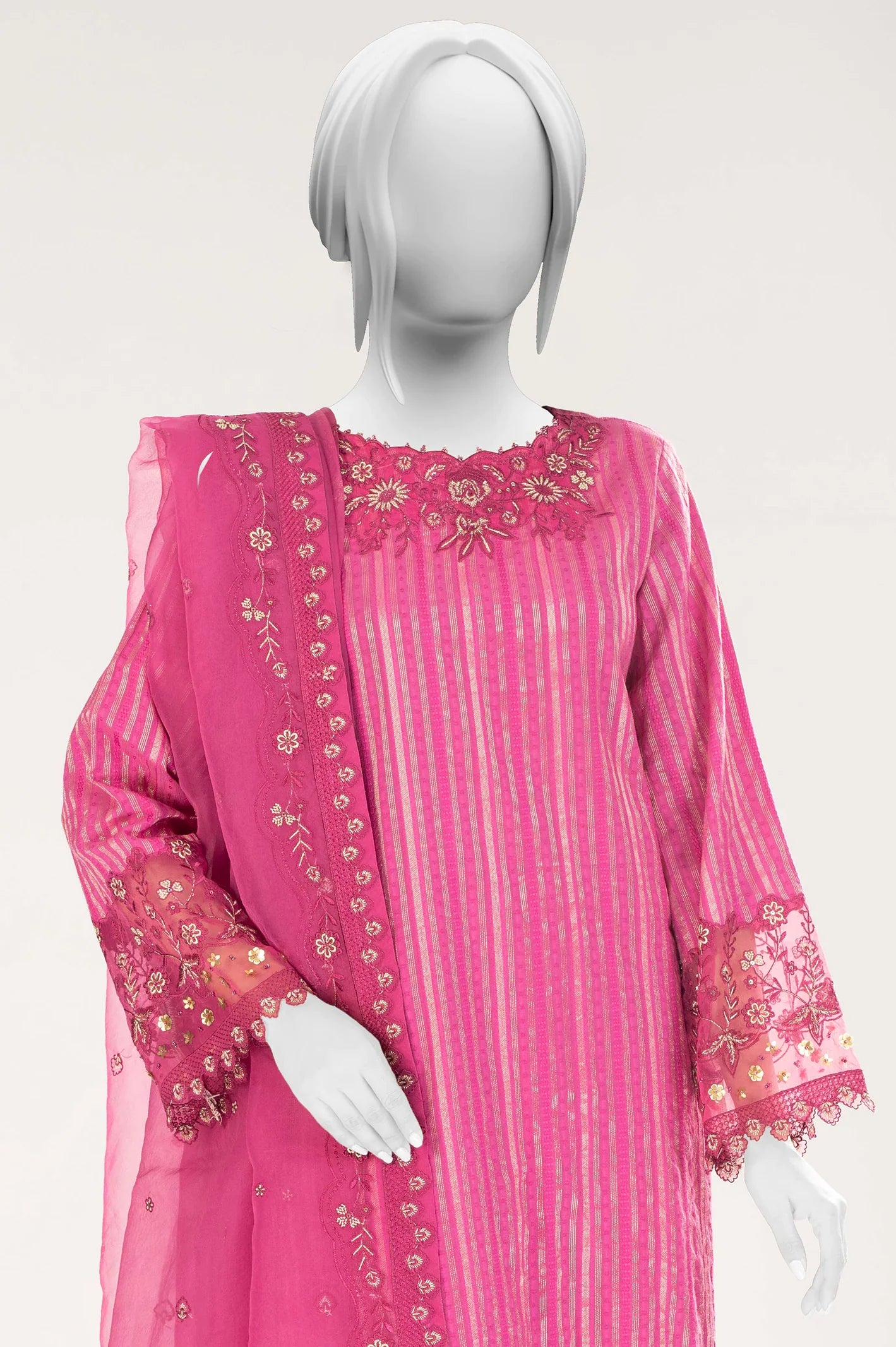 Pink Embroidered 3PC Unstitched From Sohaye By Diners