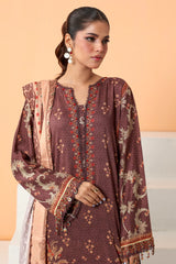 Brown Viscose Printed 3PC Unstitched From Sohaye By Diners