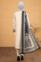 Cream Embroidered 3PC Unstitched Suit