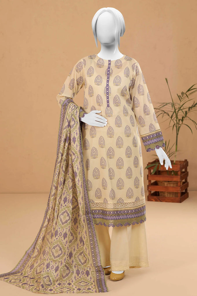 Light Beige Printed 3PC Unstitched From Sohaye By Diners