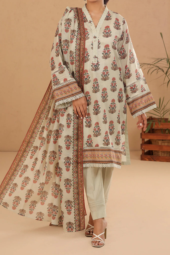 Beige Printed 3PC Unstitched From Sohaye By Diners