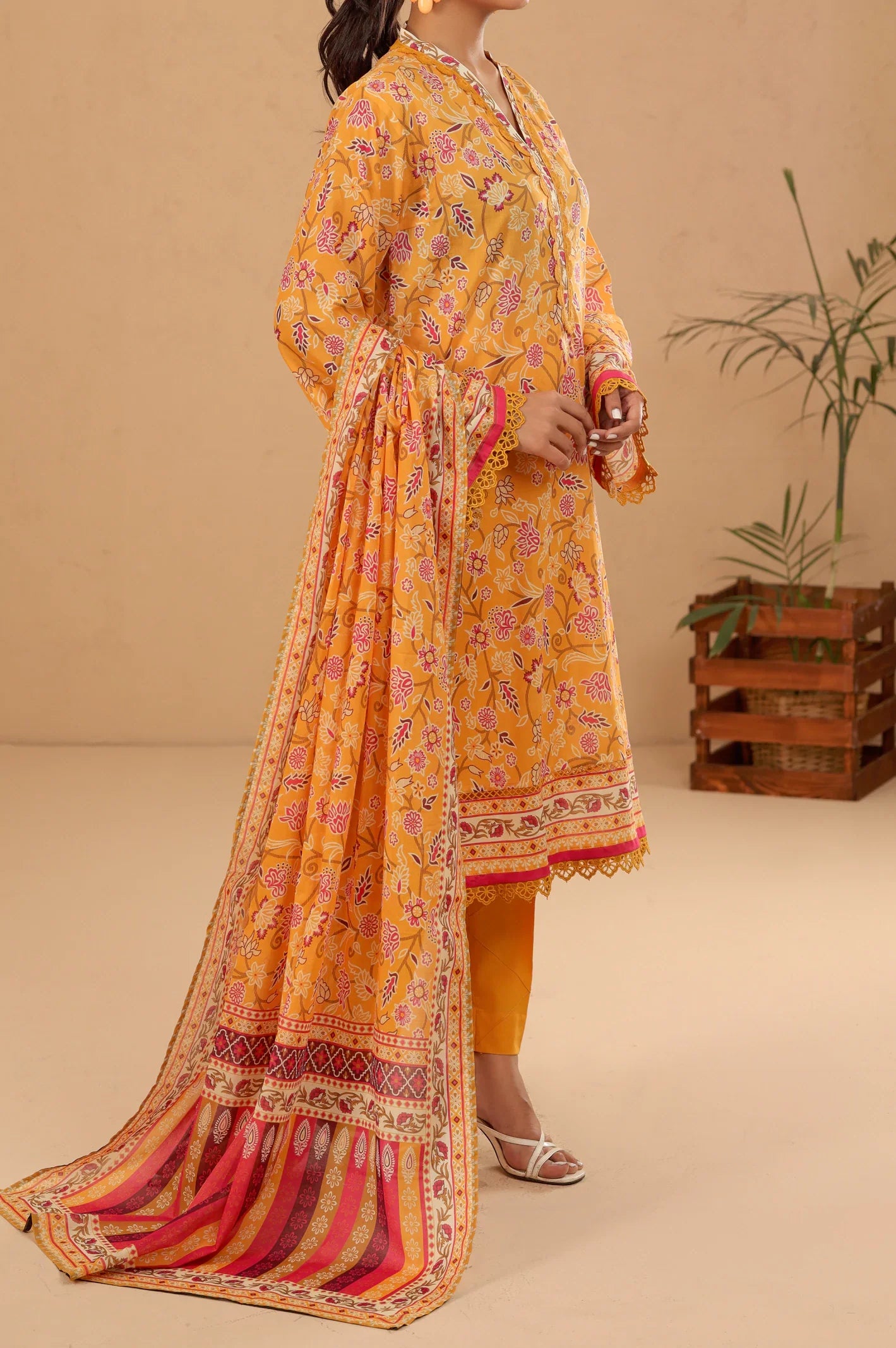Yellow Printed 3PC Unstitched From Sohaye By Diners