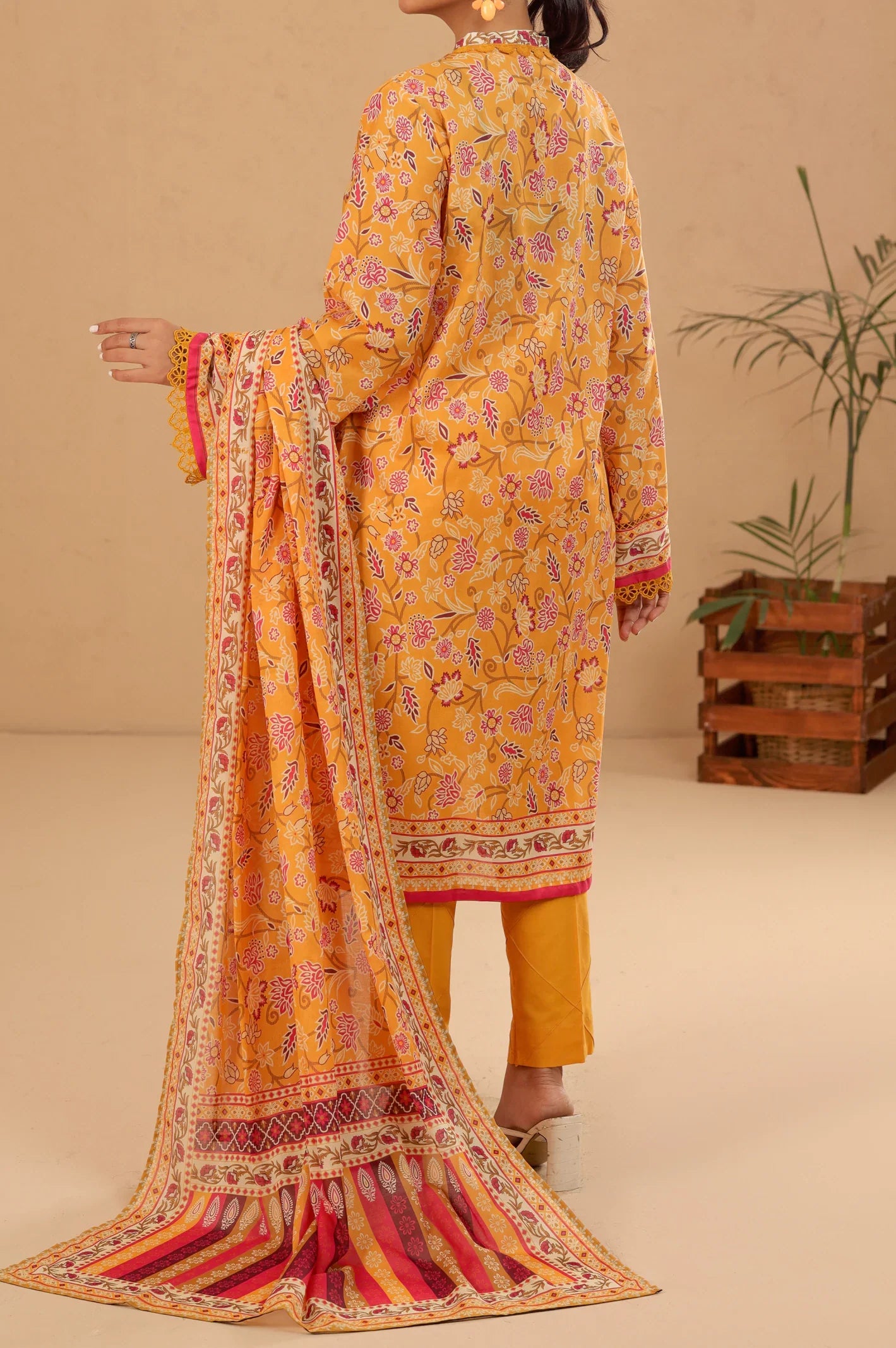 Yellow Printed 3PC Unstitched From Sohaye By Diners