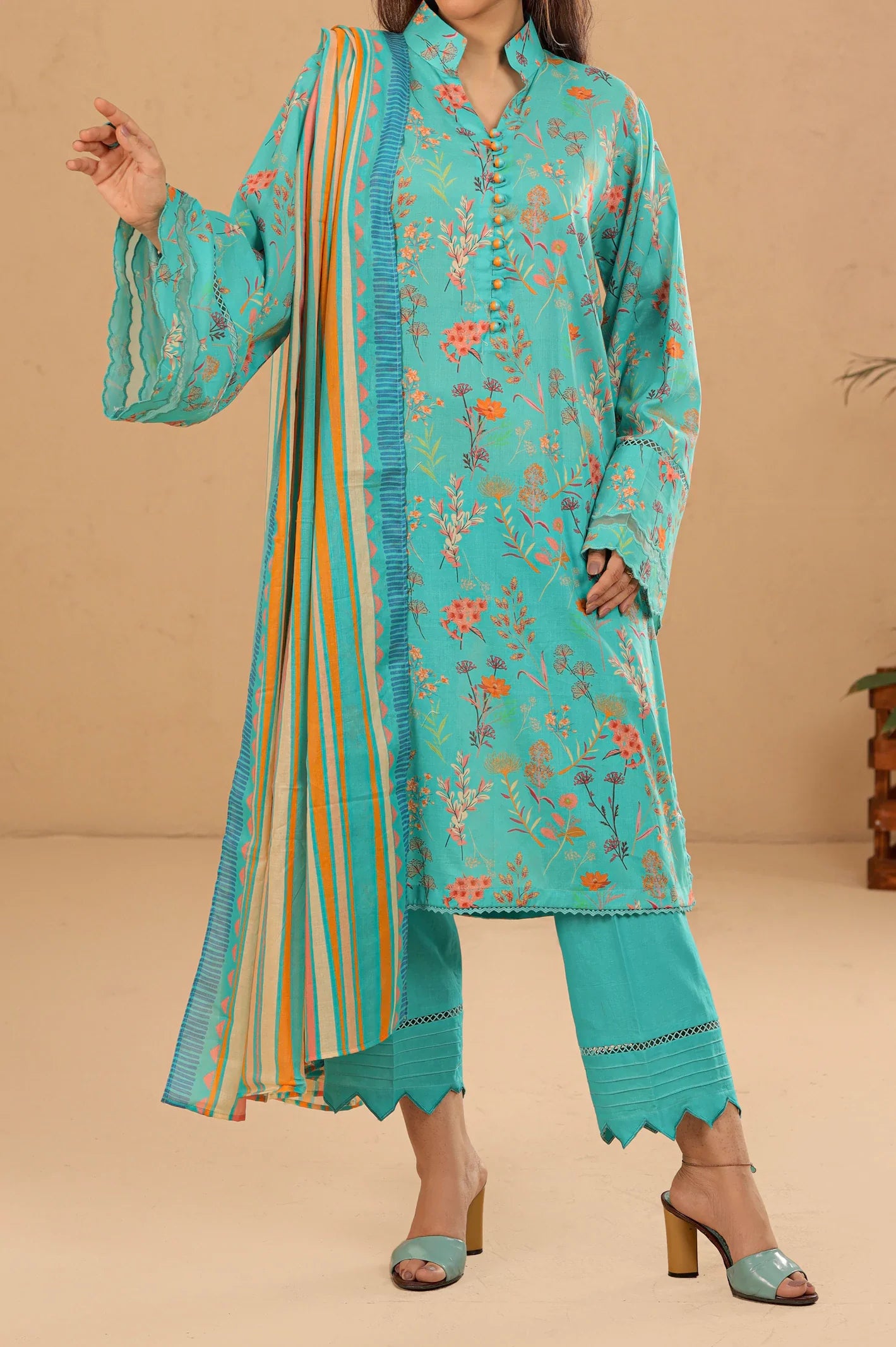Sea Green Printed 3PC Unstitched From Sohaye By Diners
