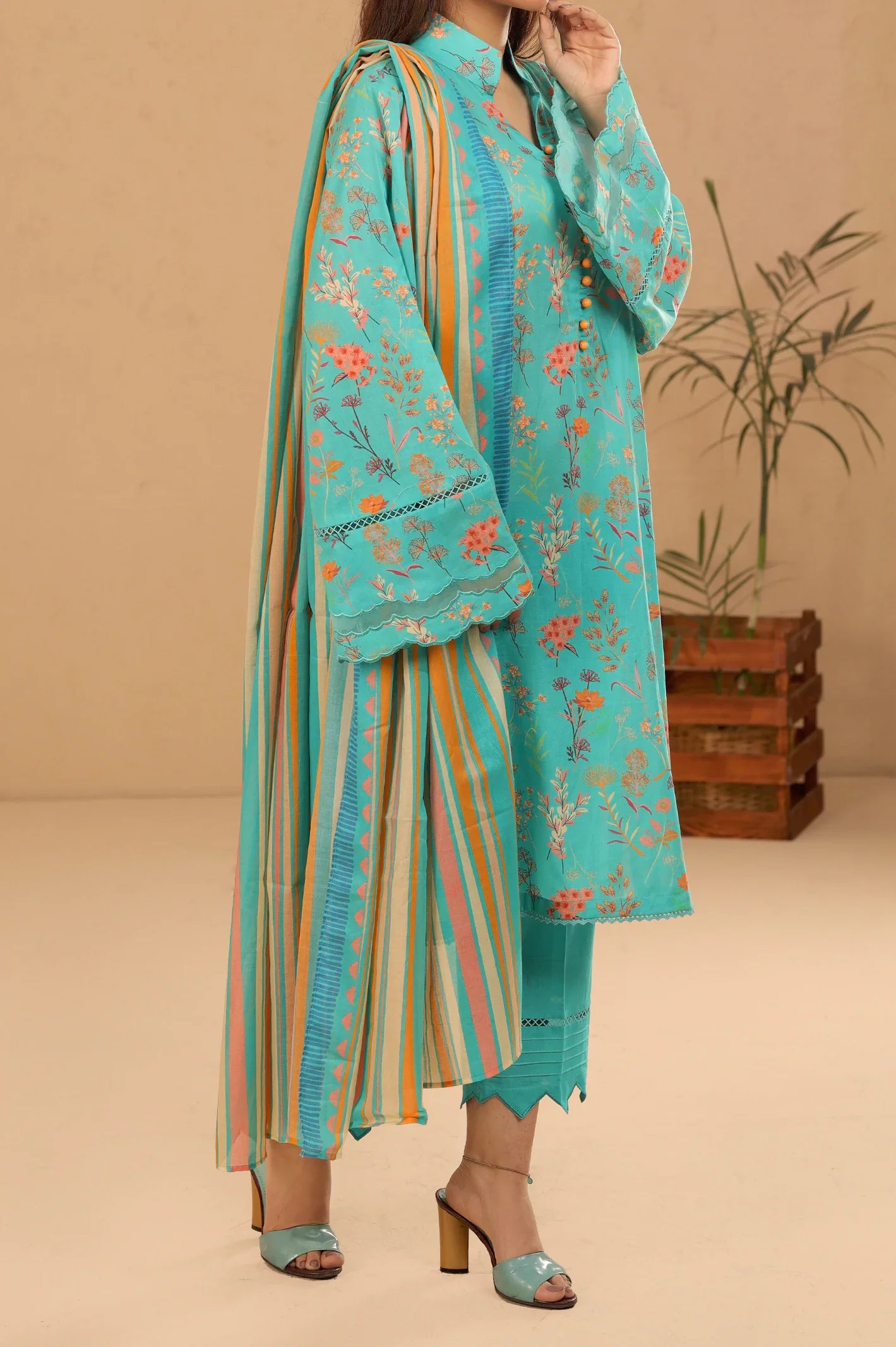 Sea Green Printed 3PC Unstitched From Sohaye By Diners
