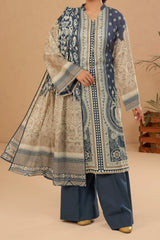 Cream Printed 3PC Unstitched From Sohaye By Diners