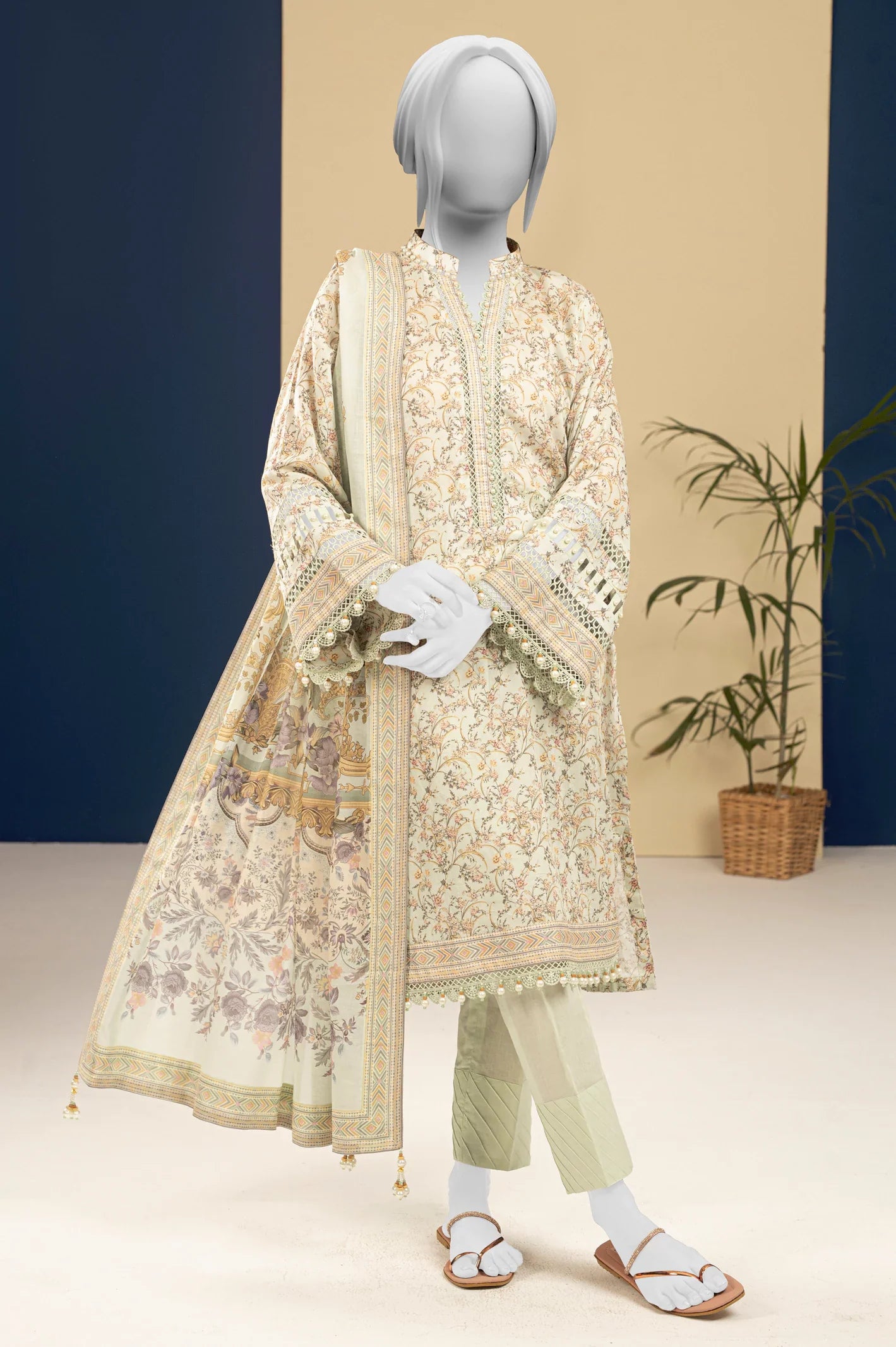 Lawn Parrot Green Printed 3PC Unstitched From Sohaye By Diners