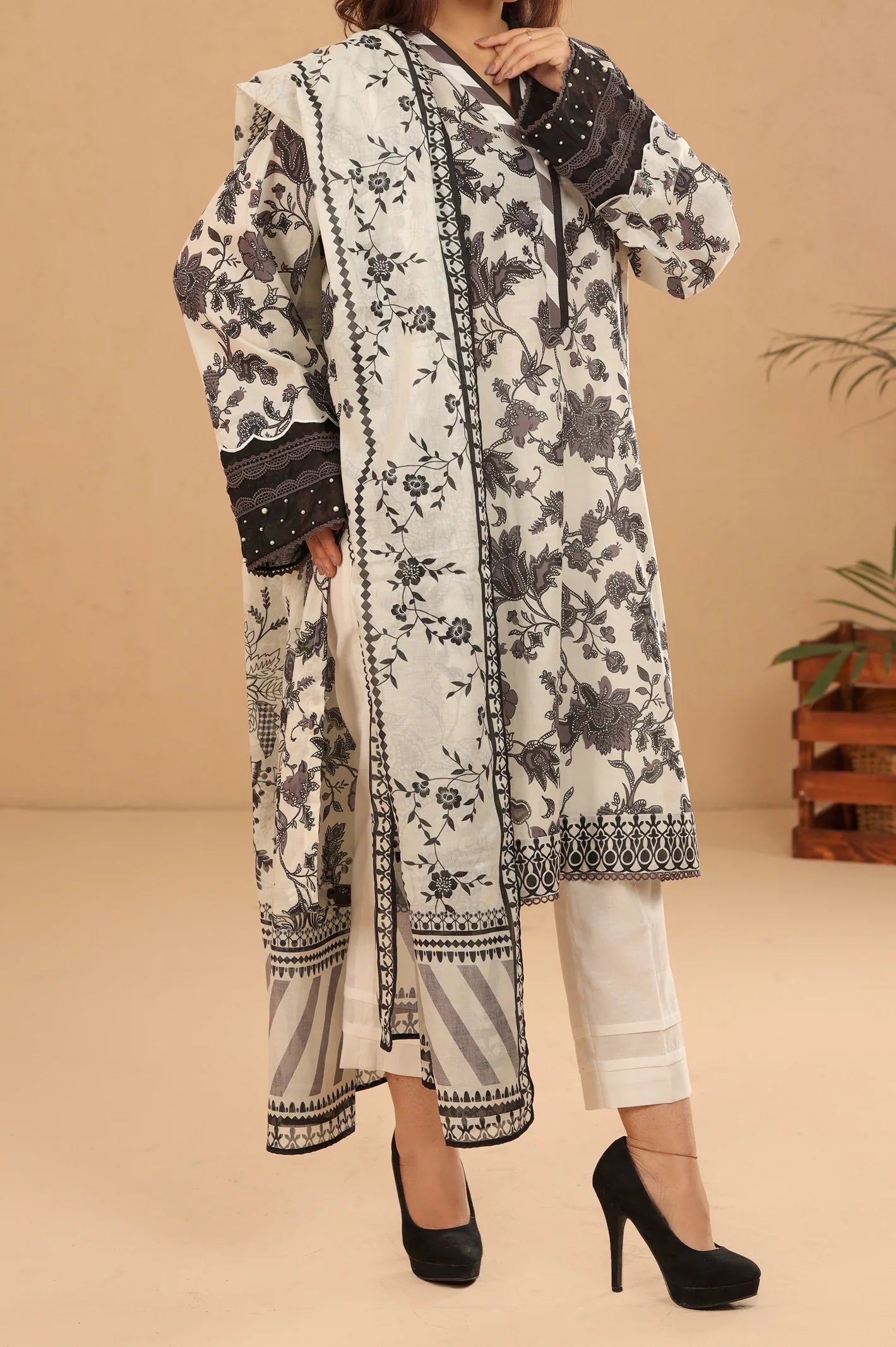 Black Printed 3PC Unstitched From Sohaye By Diners