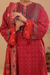 Red Printed 3PC Unstitched From Sohaye By Diners