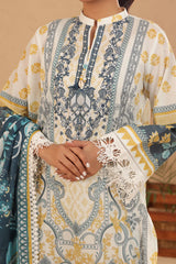 White Printed 3PC Unstitched From Sohaye By Diners