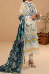 White Printed 3PC Unstitched From Sohaye By Diners