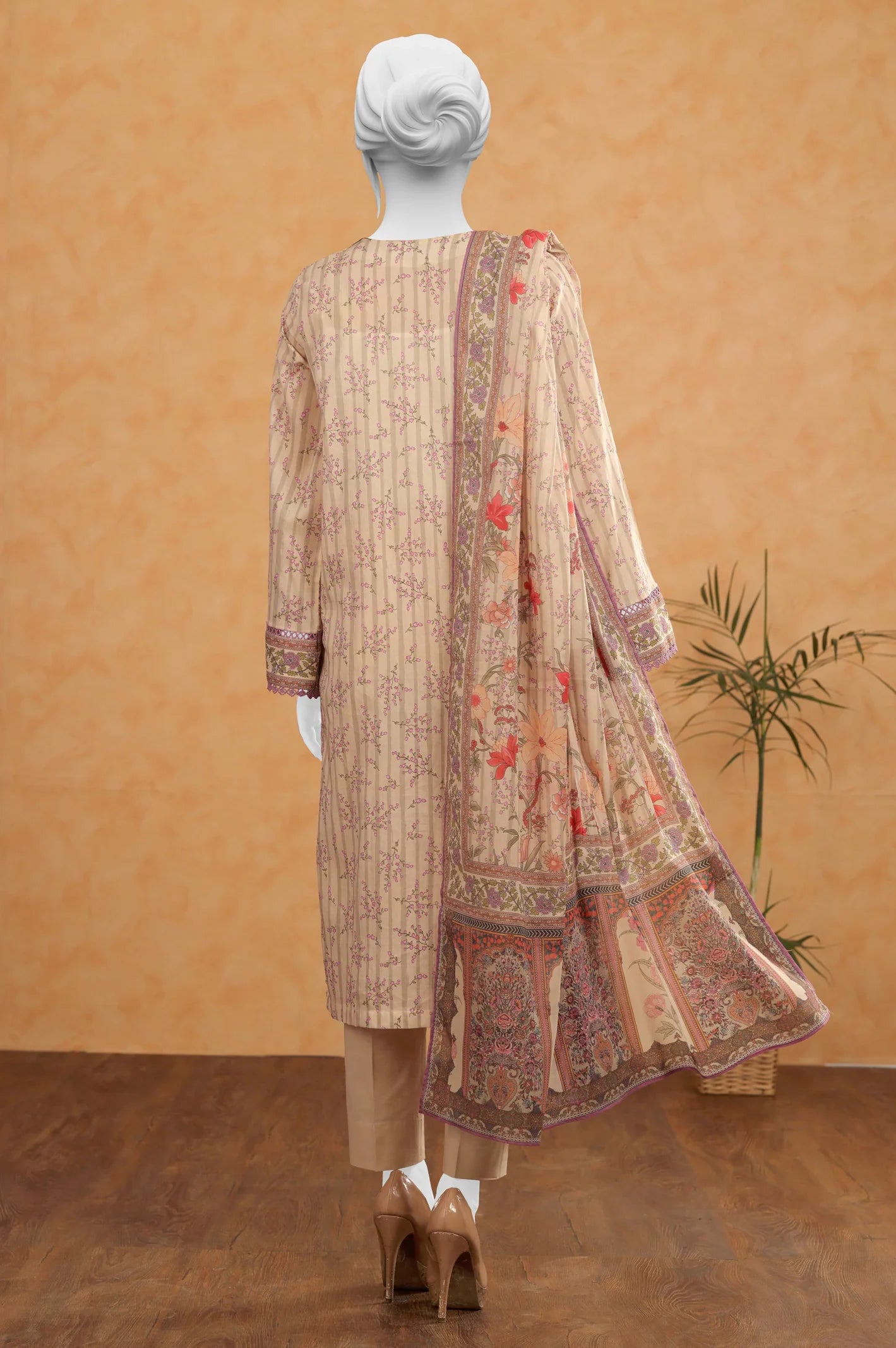 Cream Printed 3PC Unstitched From Sohaye By Diners