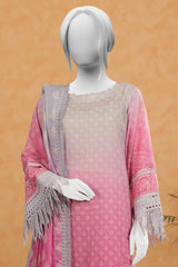 3PC Unstitched Pink Printed Suit