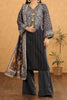 3PC Dark Grey Unstitched Printed Suit