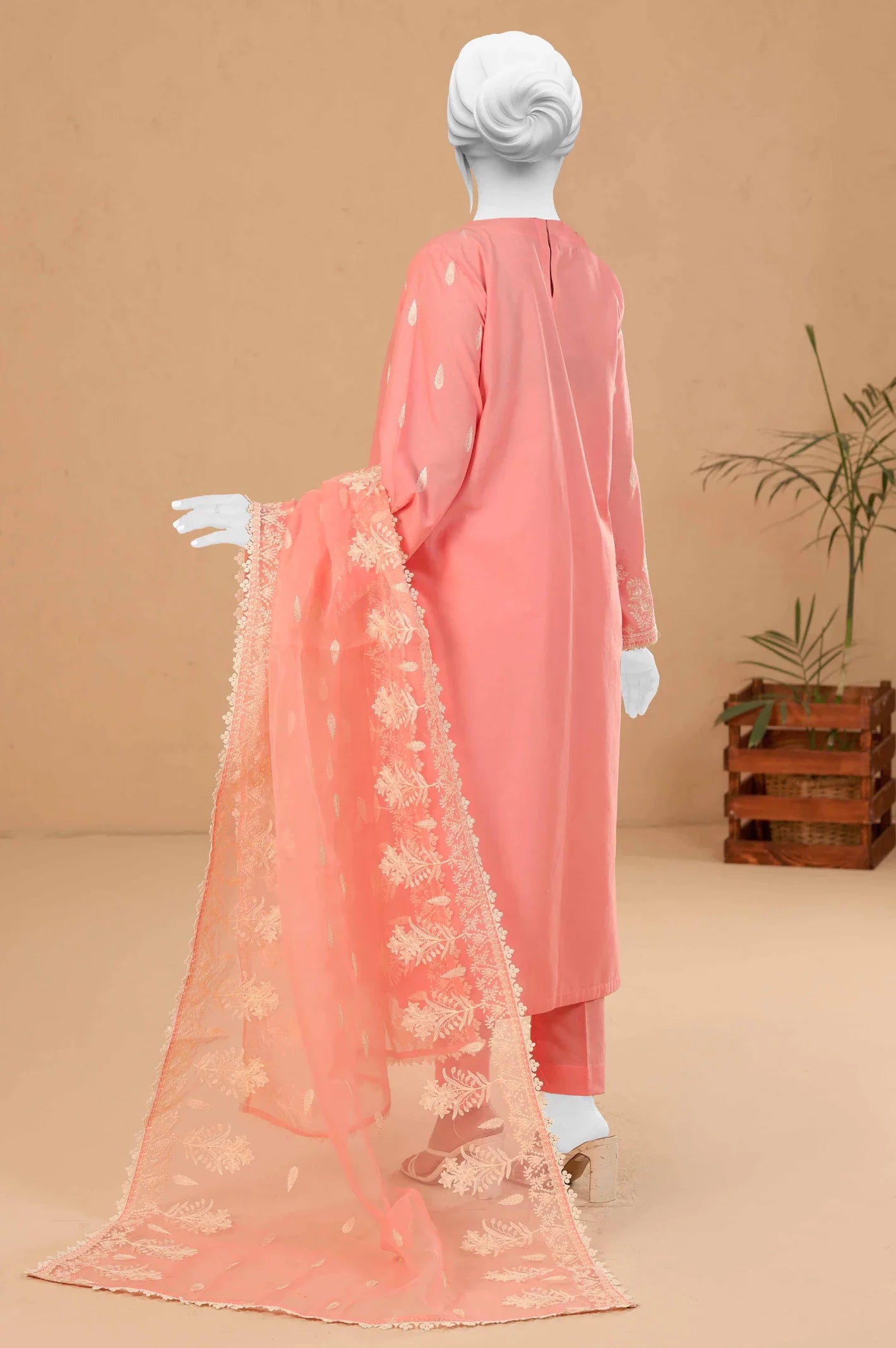 Peach Embroidered 3PC Unstitched From Sohaye By Diners