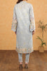 3PC Sky Blue Printed Unstitched Suit