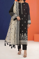 Black 3PC Unstitched Embroidered Suit