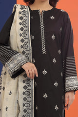 Black Embroidered 3PC Unstitched From Sohaye By Diners