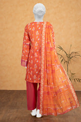 Orange Printed 3PC Unstitched