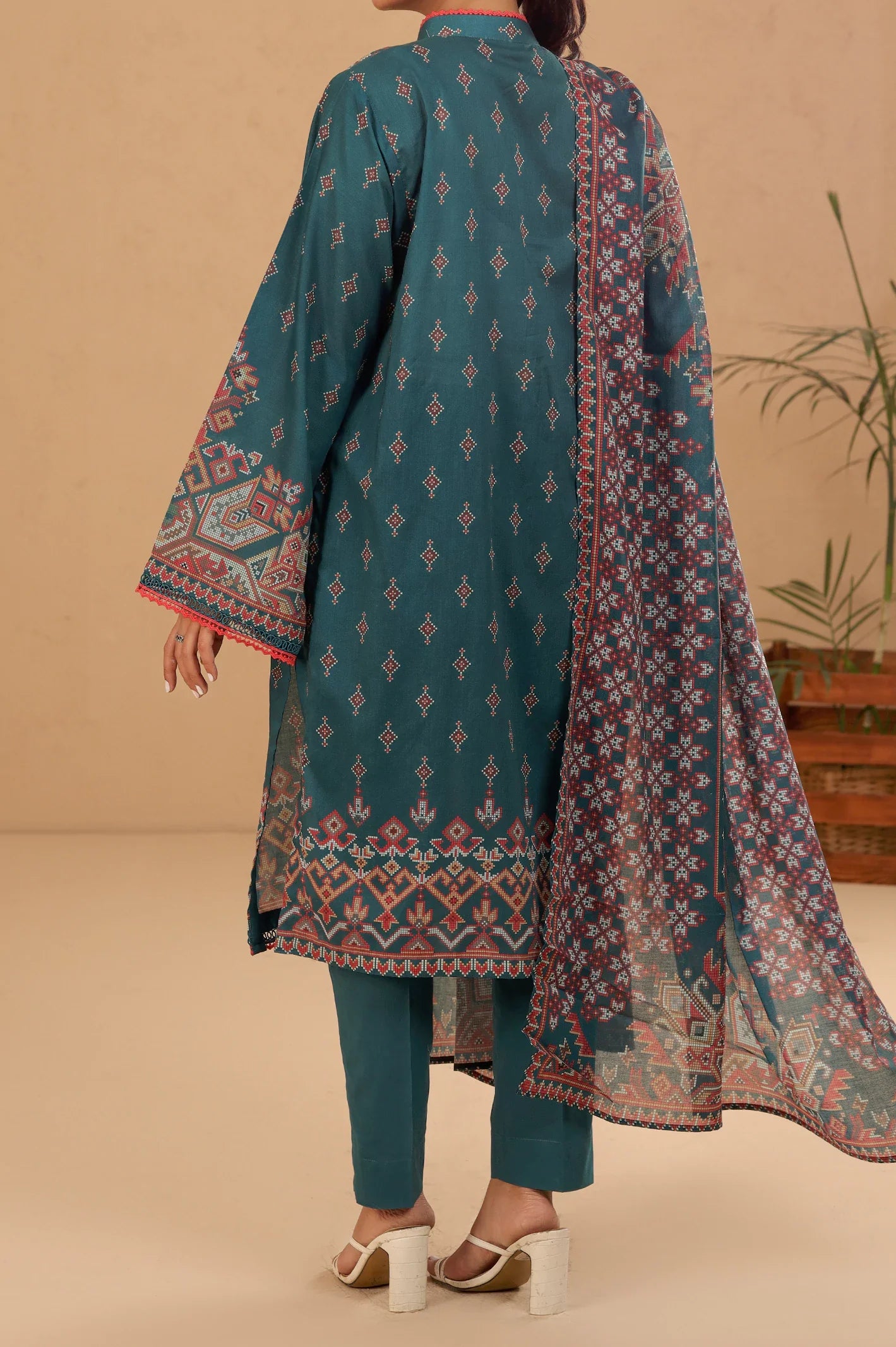 Teal Printed 3PC Unstitched From Sohaye By Diners