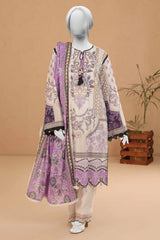 White 3PC Unstitched Printed Suit