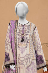 White 3PC Unstitched Printed Suit FOR Women