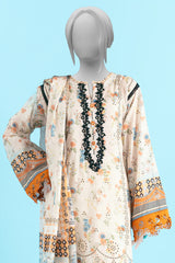 Cream Printed 3PC Unstitched From Sohaye By Diners