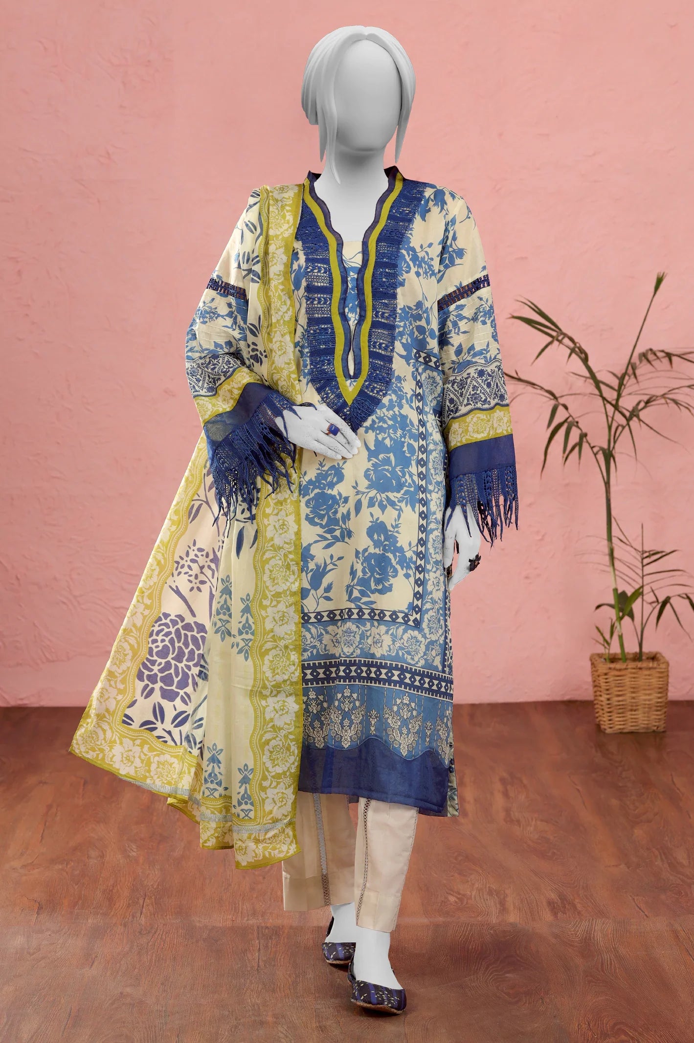 Blue Printed 3PC Unstitched From Sohaye By Diners