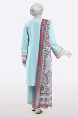 Sky Blue Embroidered 3PC Unstitched For Women