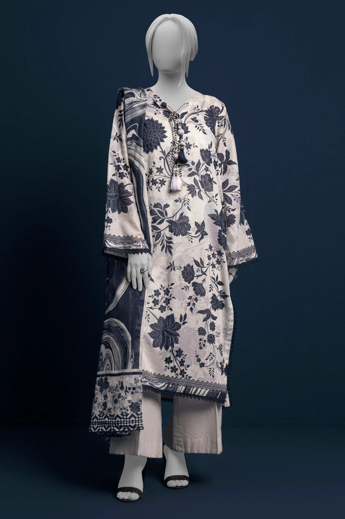 Light Beige Printed 3PC Unstitched Lawn Suit For Women From Sohaye By Diners