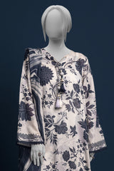 Light Beige Printed 3PC Unstitched Lawn Suit For Women From Sohaye By Diners