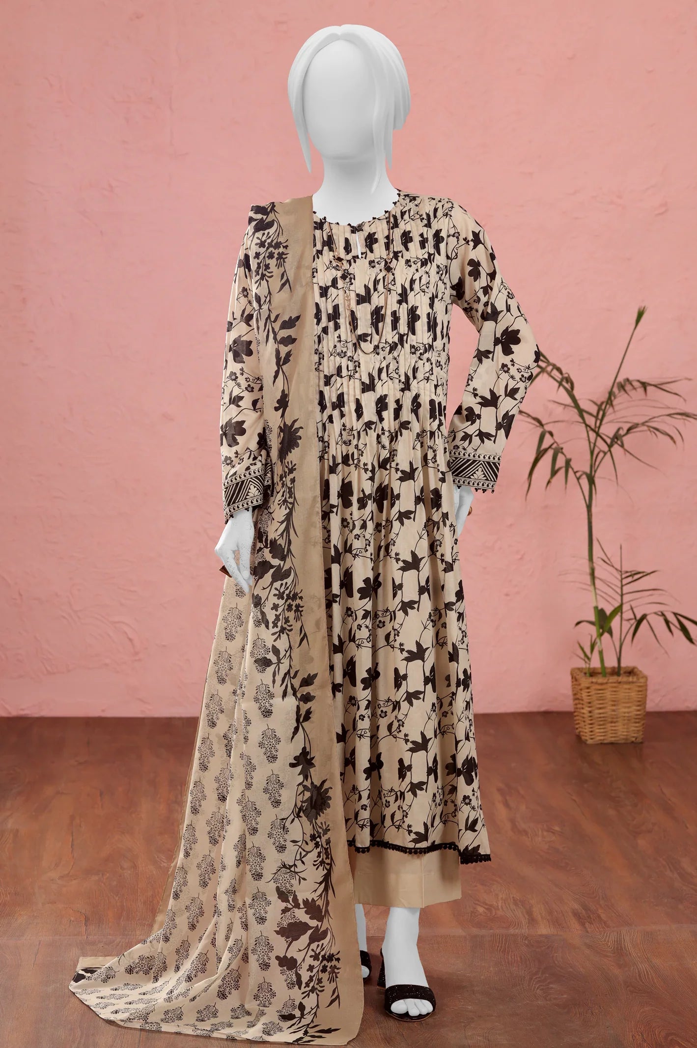 Black & White Printed 3PC Unstitched From Sohaye By Diners