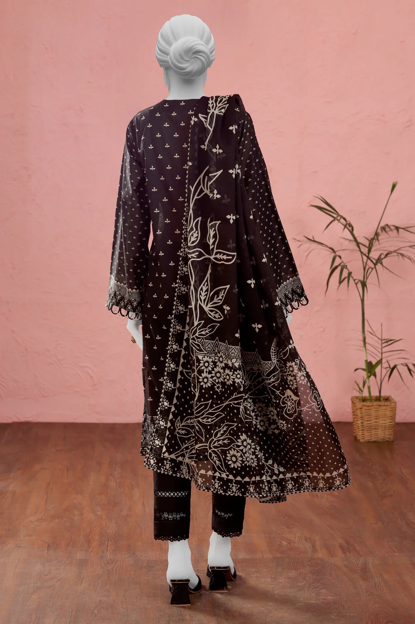 Black & White Printed 3PC Unstitched From Sohaye By Diners