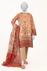 Beige Printed 3PC Unstitched Lawn Suit For Women From Sohaye By Diners